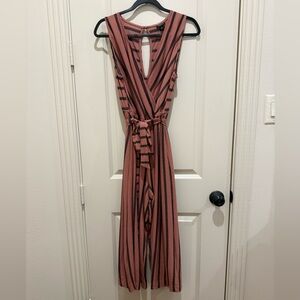 torrid Rust Pink and Black Striped Wrap Jumpsuit